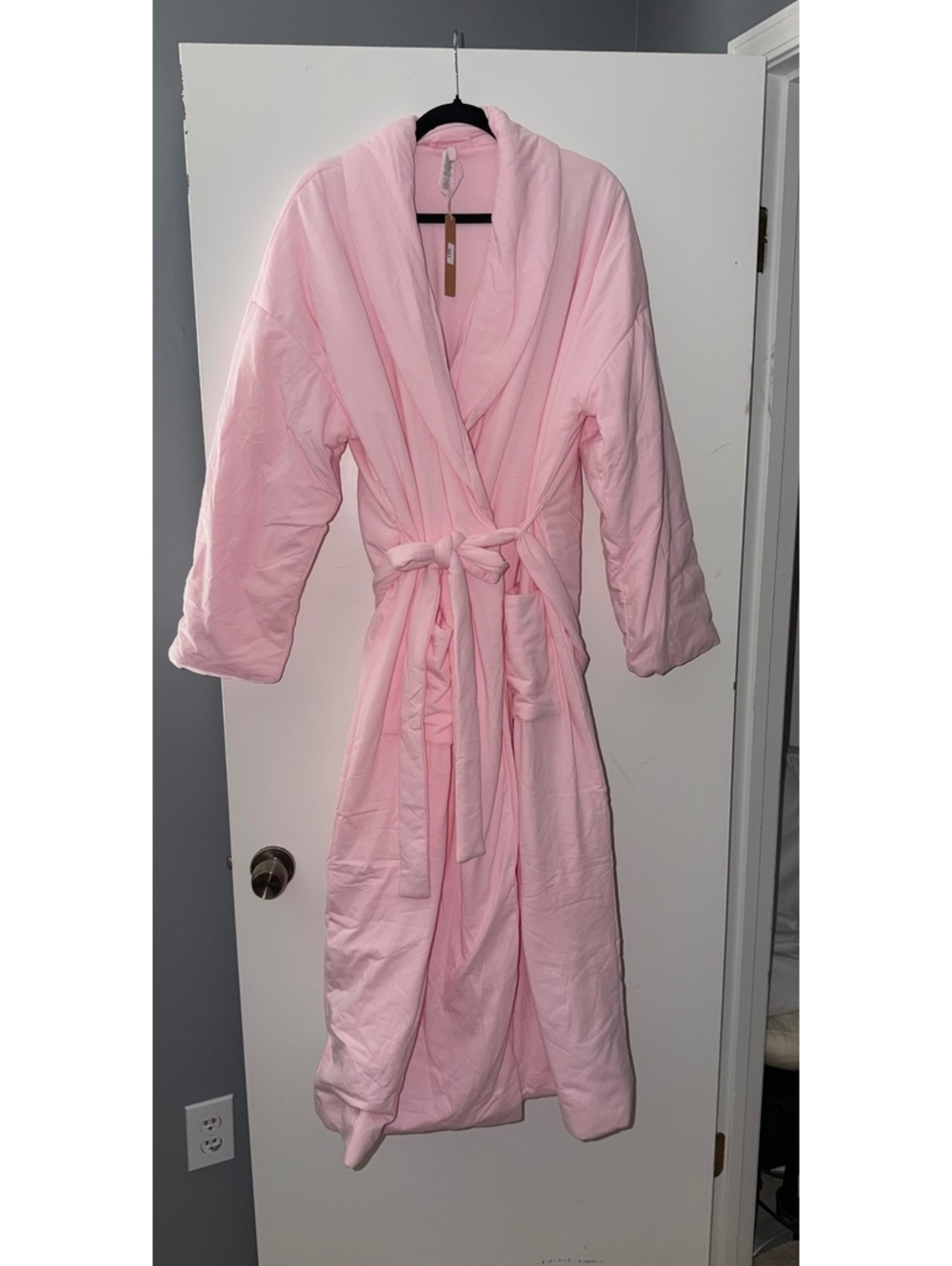 SKIMS Duvet Long Robe in Cherry Blossom Pink, Size S/M